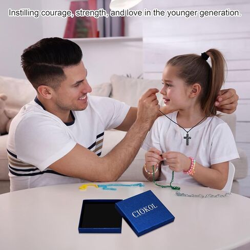 قلادة صليب سوداء للأولاد، قلادة صليب للرجال، هدية مسيحية لعيد الأب/عيد الميلاد/المعمودية للأب والابن والزوج مع بطاقة ذات معنى وصندوق هدايا in Kuwait