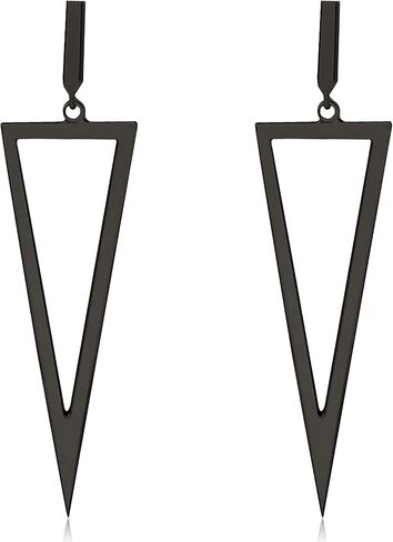 QUSIJIA Chic Black Metal Geometry Dangle Drop Earrings Hypoallergenic Stainless Flat Earrings For Women Girls in Kuwait