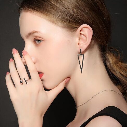 QUSIJIA Chic Black Metal Geometry Dangle Drop Earrings Hypoallergenic Stainless Flat Earrings For Women Girls in Kuwait