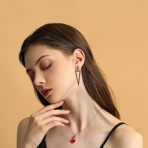 QUSIJIA Chic Black Metal Geometry Dangle Drop Earrings Hypoallergenic Stainless Flat Earrings For Women Girls in Kuwait
