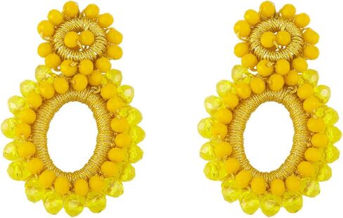 Bohemian Statement Acrylic Beaded Drop Dangle Earring Boho Handmade Resin Geometric Round Circle Earring for Women Teen Girl Lightweight Summer Beach Jewelry Christmas Wedding Gift in Saudi Arabia