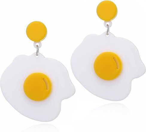 ANDPAI Handmade Lightweight Large Acrylic Fried Egg Dangle Drop Earring Creative Funny Personalized Cook Foodie Jewelry Gift For Women Girls in Saudi Arabia