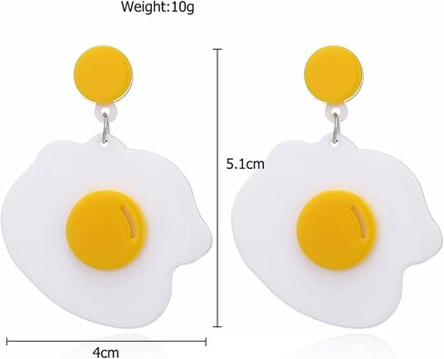 ANDPAI Handmade Lightweight Large Acrylic Fried Egg Dangle Drop Earring Creative Funny Personalized Cook Foodie Jewelry Gift For Women Girls in Saudi Arabia