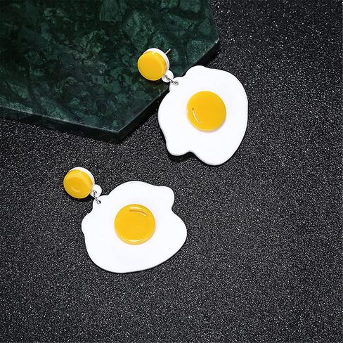 ANDPAI Handmade Lightweight Large Acrylic Fried Egg Dangle Drop Earring Creative Funny Personalized Cook Foodie Jewelry Gift For Women Girls in Saudi Arabia