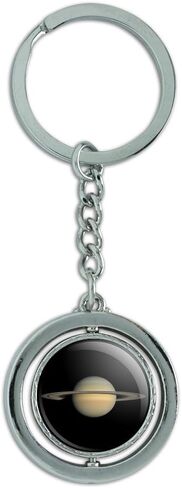 GRAPHICS & MORE Planet Saturn with Rings Solar System Keychain Spinning Round Chrome Plated Metal in Saudi Arabia