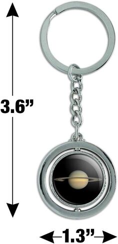GRAPHICS & MORE Planet Saturn with Rings Solar System Keychain Spinning Round Chrome Plated Metal in Saudi Arabia