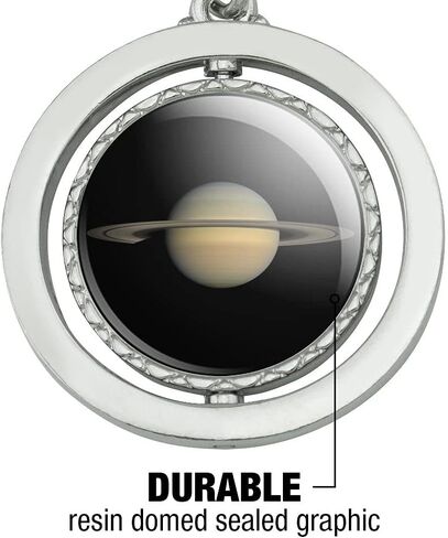 GRAPHICS & MORE Planet Saturn with Rings Solar System Keychain Spinning Round Chrome Plated Metal in Saudi Arabia