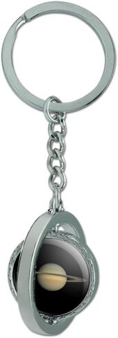 GRAPHICS & MORE Planet Saturn with Rings Solar System Keychain Spinning Round Chrome Plated Metal in Saudi Arabia
