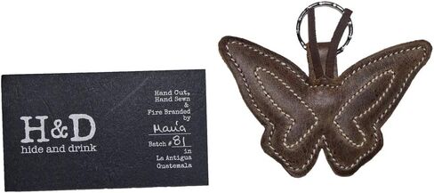 Hide & Drink, Leather Butterfly Keychain/Key Ring/Stuffed Animal/Nature Lover/Flying Insect, Handmade :: Bourbon Brown in Saudi Arabia