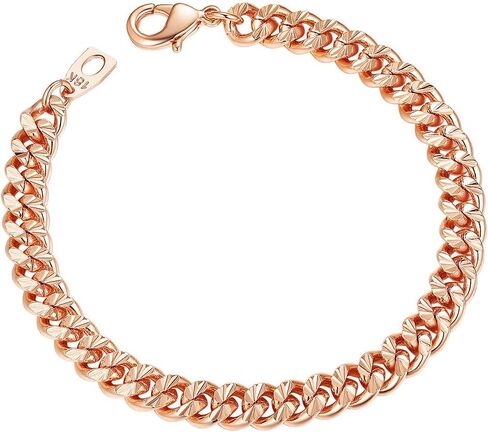 سوار تشينز برو رجالي 7 مم من سلسلة كابح بقطع ألماس 7 مم، مطلي بالذهب الوردي عيار 18 قيراط (صندوق هدية مرسل) in Kuwait