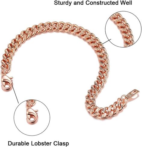 سوار تشينز برو رجالي 7 مم من سلسلة كابح بقطع ألماس 7 مم، مطلي بالذهب الوردي عيار 18 قيراط (صندوق هدية مرسل) in Kuwait