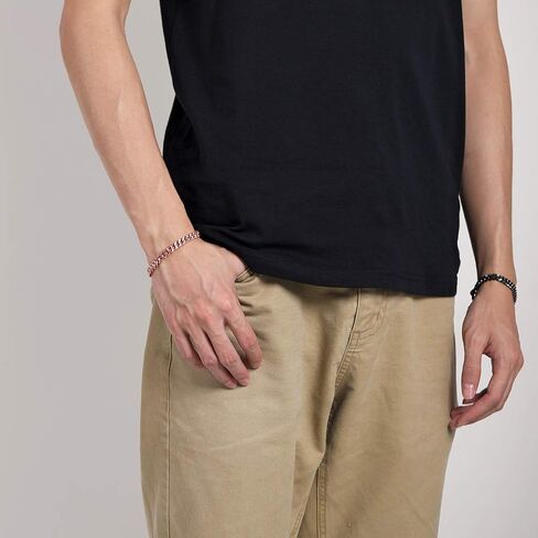 سوار تشينز برو رجالي 7 مم من سلسلة كابح بقطع ألماس 7 مم، مطلي بالذهب الوردي عيار 18 قيراط (صندوق هدية مرسل) in Kuwait