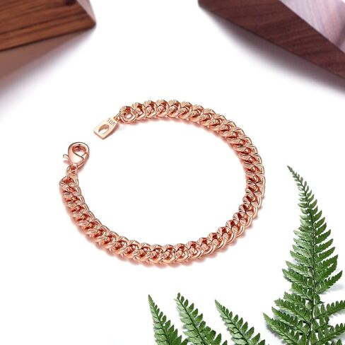 سوار تشينز برو رجالي 7 مم من سلسلة كابح بقطع ألماس 7 مم، مطلي بالذهب الوردي عيار 18 قيراط (صندوق هدية مرسل) in Kuwait