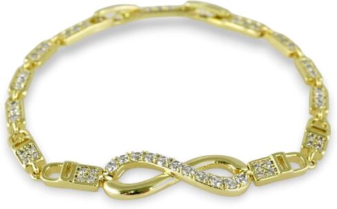 14k Gold Plated Infinity Symbol Bracelet 8mm Women Zircon Stone Solid Stainless Steel - By Brillo Miami in Saudi Arabia