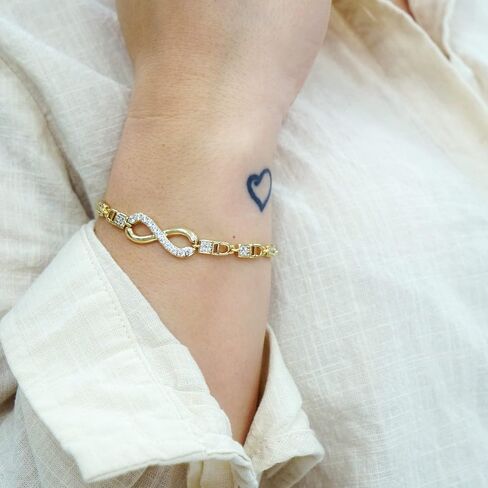 14k Gold Plated Infinity Symbol Bracelet 8mm Women Zircon Stone Solid Stainless Steel - By Brillo Miami in Saudi Arabia