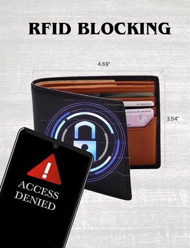 محافظ جلدية للرجال، محفظة أنيقة ثنائية الطي تحجب تقنية RFID، مجموعة محفظتين نحيفتين للرجال (12+6 فتحات للبطاقات) تأتي مع صندوق هدايا فاخر in Saudi Arabia