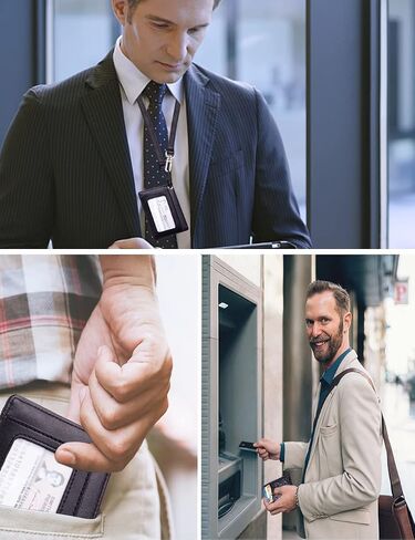محافظ جلدية للرجال، محفظة أنيقة ثنائية الطي تحجب تقنية RFID، مجموعة محفظتين نحيفتين للرجال (12+6 فتحات للبطاقات) تأتي مع صندوق هدايا فاخر in Kuwait
