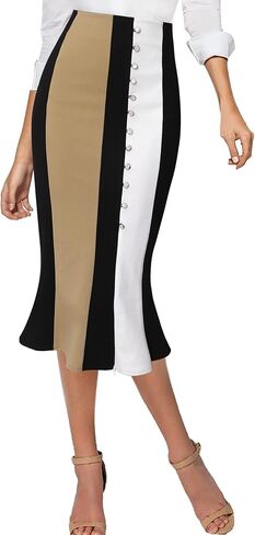 تنورة متوسطة الطول بأزرار للسيدات من VFSHOW بخصر عالٍ لحفلات العمل وحفلات العمل in Saudi Arabia