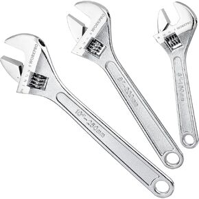 WORKPRO 4-piece Adjustable Wrench Set, Forged, Heat Treated, Chrome-plated (6-inch, 8-inch, 10-inch, 12-inch)