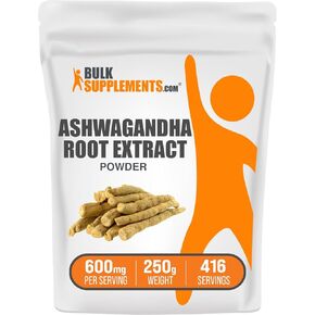 BULKSUPPLEMENTS.COM Ashwagandha Root Extract Powder - Ashwagandha Supplement, Ashwagandha Powder - Ashwagandha Extract, Ashwagandha Root Powder - Vegan, 600mg per Serving, 250g (8.8 oz)