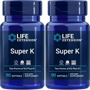 Life Extension Super K, 150 Softgels (Pack of 2) with Vitamin K1 and K2 Supplement