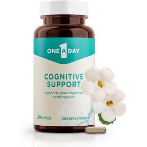 One-A-Day Cognitive Supplement – Memory and Focus Supplements for Adults, Brain Function Support with Bacopa, Rhodiola, & Holy Basil for Cognitive Performance 30 Capsules