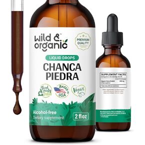 Wild & Organic Stone Breaker Chanca Piedra Liquid Extract - Kidney Cleanse & Gallbladder Support - Vegan, Alcohol Free Supplement - 4 fl oz