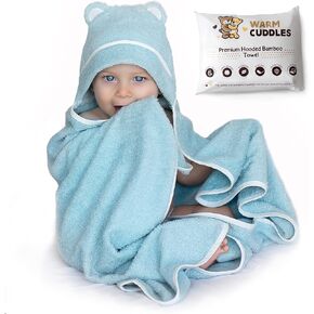 WARM CUDDLES Premium Hooded Baby Towel - Organic Bamboo Baby Beach Towel - Baby Newborn Towel with Hood - Large Hooded Towel for Newborn Infant Boy Girl (Green)