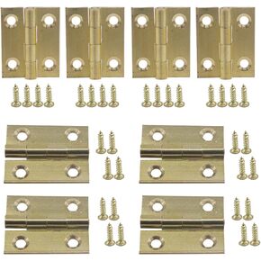 Cheerock 4pcs 2 Inch Gold Cabinet Door Hinges, Durable Brass Folding Butt Hinges, Surface Polishing Mini Bifold Door Hinges, Small Door Hinges for Cabinets Furniture Drawer Doors