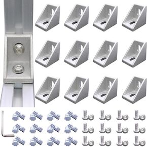 QIJINTRID 20Sets 1010 Series Aluminum Profile Connector,20pcs 1010 Corner Bracket,40pcs T-Nuts,40pcs Hex Screw Bolt and 1pcs Wrench,for T Slot Aluminum Extrusion Profile