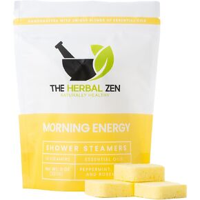 Morning Energy Shower Steamers with Peppermint and Lemon Essential Oils Handmade by The Herbal Zen (Pack of 10), Shower Bomb Aromatherapy, Relaxing Gifts, Spa Day Gifts, Self Care Gifts, Gifts for Mom