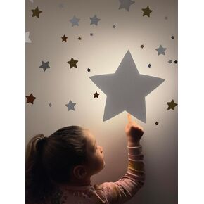 KALEOLI Nursery Cloud Light (Pack of 1) - 68 Star Wall Decals - Rechargeable (no Cord) - Baby Room Decor - Cloud Lights for Bedroom - Floating Cloud Lamp for Bedroom - Adjustable Dimmer - Timer