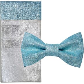 Men's Plain Color Pre-tied Bow Tie and Pocket Square Set | Glitter Sparkling for Formal Wedding Party Christmas | CK Bow (Silver) in Saudi Arabia