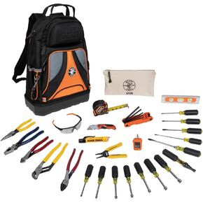 Klein Tools 80028 Hand Tools Kit includes Pliers, Screwdrivers, Nut Drivers, Backpack, and More Jobsite Tools, 28-Piece