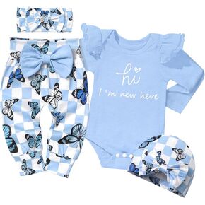 WIQI Newborn Infant Baby Girl 4PCS Clothes Romper Pants Set Floral Autumn Outfits Cute Baby Clothes Girl