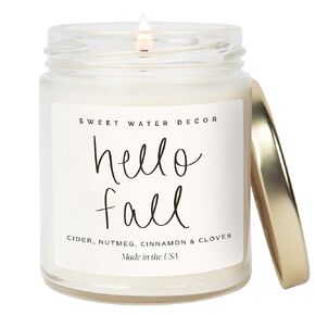 Sweet Water Decor Leaves Candle | Autumn, Cinnamon, Apple, Fall Scented Soy Candles for Home | 9oz Clear Jar, 40 Hour Burn Time, Made in the USA