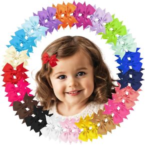 Baby Hair Clips, 42PCS 2" Fully Lined Hair Bows for Girls, Toddler Hair Accessories for Girls, Alligator Hair Clips for Girls Toddlers Baby Kids Teens (21 Colors in Pairs)