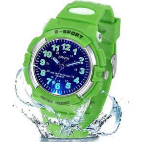 Juboos Kids Watch Analog with 7 Colorful Night Lights Boys Girls Waterproof Soft Strap Kids Time Teaching Quartz Wristwatch, Back to School Gifts