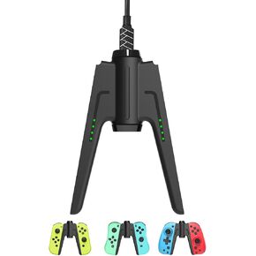 Kinvoca Joy Con Charging Grip, Ergo Comfort Joycon Grip for Nintendo Switch Joy-Con Controllers, Portable Joycon Charger Dock with 79in USB-C Cable and Battery Indicators, High Speed Charge While Play