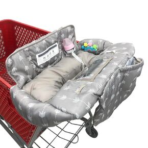 Soft Pillow Attached Waterproof 2-in-1 Baby Grocery Cart Seat Cover and High Chair Cover - Grey Arrow