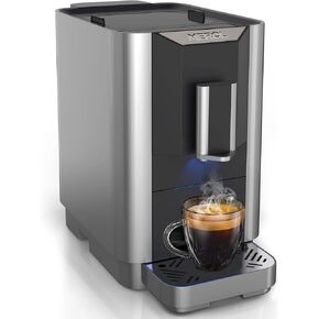 MEROL Super Automatic Espresso Coffee Machine, 19 Bar Barista Pump Coffee Maker with Adjustable Grinder, Touch Screen, Silver