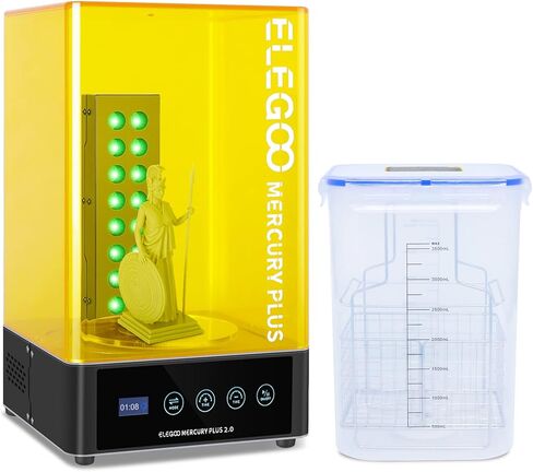 ELEGOO Mercury Plus 2.0 Wash and Cure Station Washing and Curing Machine Resin Curing Station for LCD/DLP/SLA 3D Printed Models with Rotary Curing Turntable and Washing Bucket in Saudi Arabia
