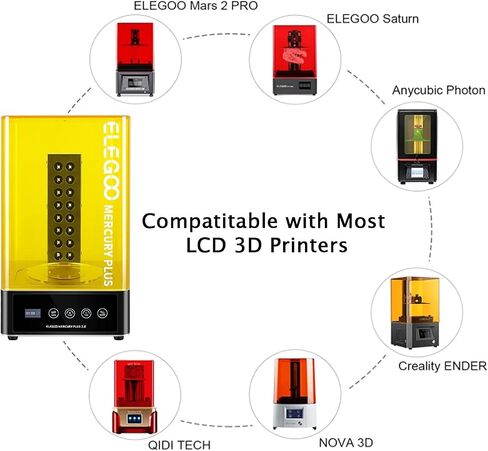 ELEGOO Mercury Plus 2.0 Wash and Cure Station Washing and Curing Machine Resin Curing Station for LCD/DLP/SLA 3D Printed Models with Rotary Curing Turntable and Washing Bucket in Saudi Arabia