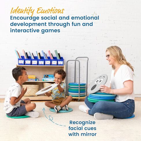 وسادات ECR4Kids SoftZone Emotion مع مرآة، ثلاثية اللغات، وسائد تعبيرية، معاصرة، 8 قطع in Kuwait
