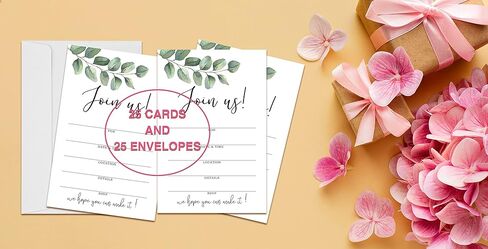 Join Us Invitation Cards With Envelopes - Greenery Invite Cards for All Occasions, Wedding, Engagement, Reception, Bridal or Baby Shower and Birthday Party - 25 Cards and 25 Envelopes - HL-003 YQK in Saudi Arabia