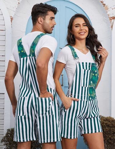 Yuanbang American Flag Overalls Bib Denim Shorts Jean Romper Casual Workout Summer Adjustable Strap Jumpsuit for Men Women in Kuwait