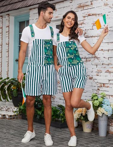 Yuanbang American Flag Overalls Bib Denim Shorts Jean Romper Casual Workout Summer Adjustable Strap Jumpsuit for Men Women in Kuwait