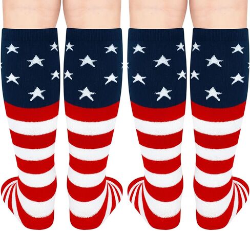 Sarfel Kids Soccer Socks Toddler Soccer Socks Girls Boys Soccer Socks Kids Tube Socks with Stripes Toddler Knee High Socks in Kuwait