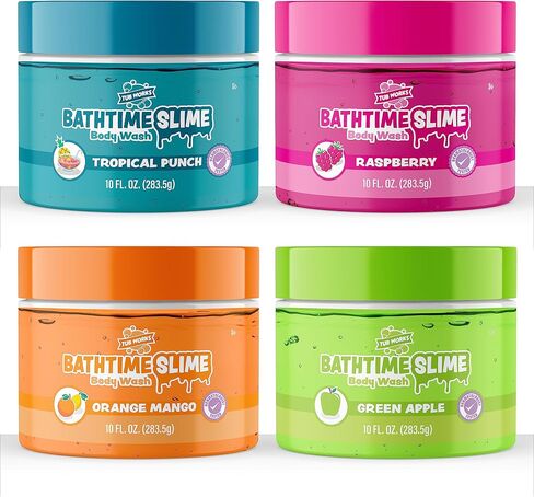 Tub Works™ Bath Slime Kids Body Wash, Variety 4 Pack | Gooey, Playful Texture with Fresh, Fruity Scents | Dermatologist Tested | Sensory Fun Bath Toys for Toddlers & Kids | Colorful Slime Kids Soap in Kuwait