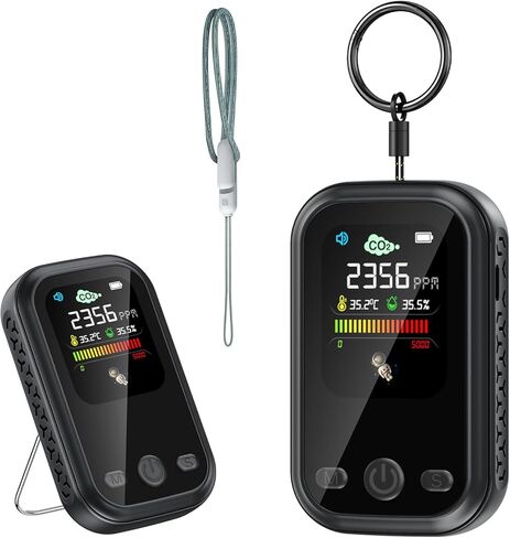 Portable CO2 Monitor Travel Air Quality Meter Sensor with Alarm, 3 in 1 Carbon Dioxide Indoor Detector Mini for Home Travel Camping RV Car with NDIR Tester Reader in Kuwait